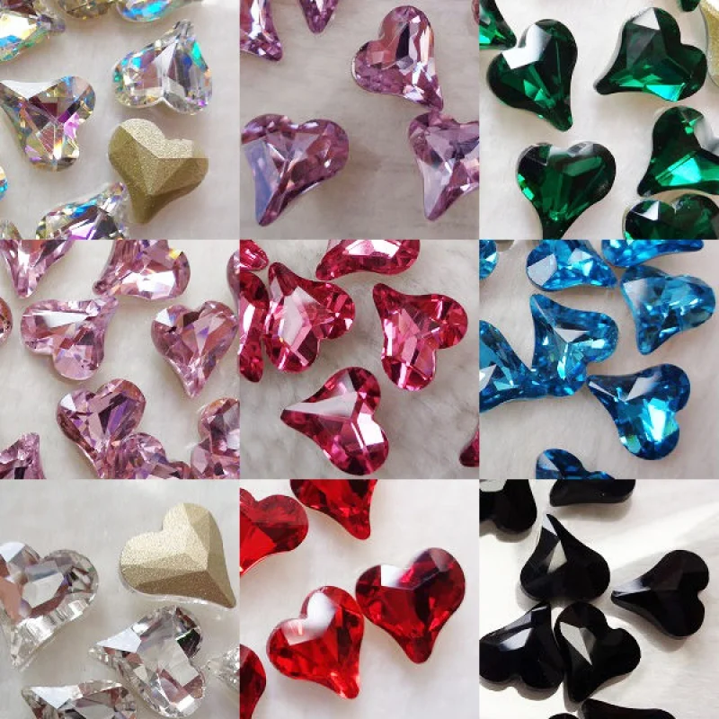 10Pcs (8mm)- Heart  Nail Rhinestone Shaped Diamond Ornament Rhinestone Glass Rhinestone, 10pcs/bag