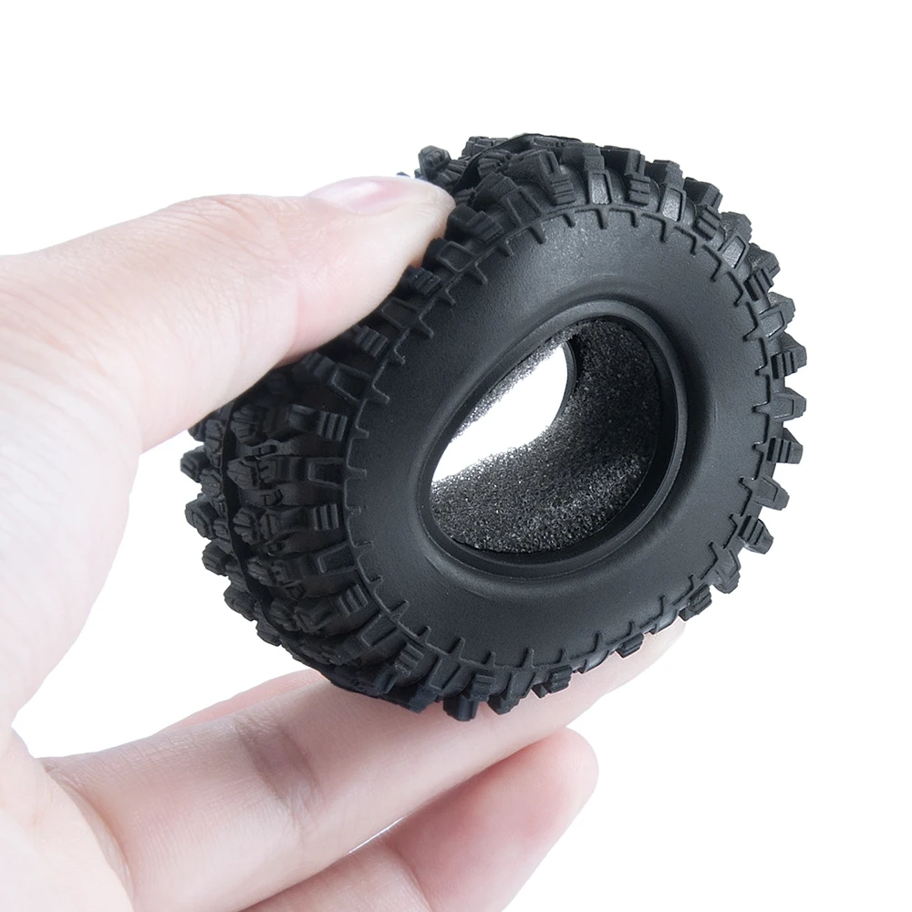 YEAHRUN 4Pcs 1.0 inch Rubber Wheel Tires 50mm 54mm For Axial SCX24 Deadbolt C10 JLU Gladiator Bronco 1/24 RC Crawler Car