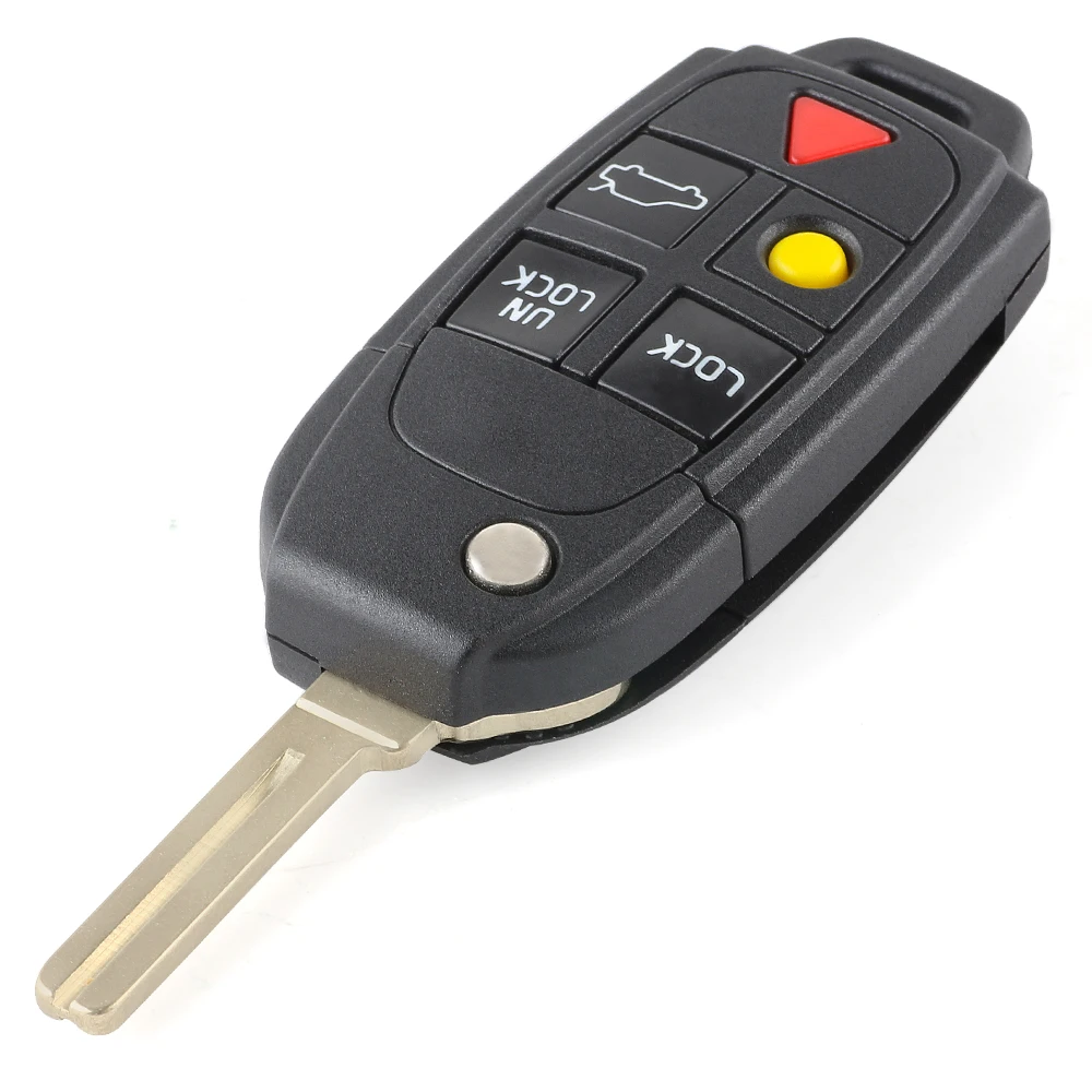 Flip Remote Key Fob Shell Case sostituzione 5 pulsanti per Volvo S4 S60 S80 V70 XC70 XC90 C30 V50 2003 2004 2005 2006 2007-2014