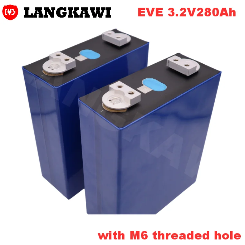 EVE 3.2V 280Ah LF280K LiFePO4 LFP Rechargeable Battery Cells Big Capacity with M6 Threaded Hole for Electrical Vehicle EVbus