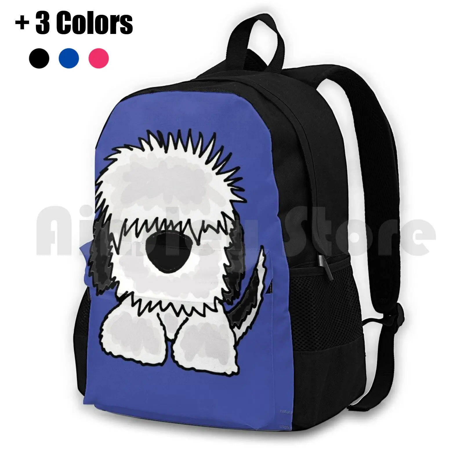 Funny Old English Sheepdog Original Art Outdoor Hiking Backpack Riding Climbing Sports Bag Old English Sheepdog Dogs Funny Pets