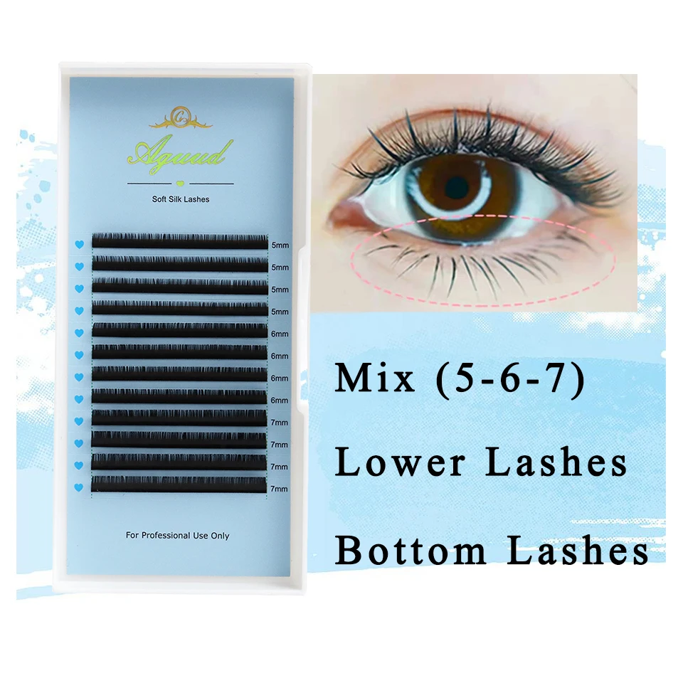 

AGUUD Bottom Lashes Mix 5 6 7mm B/C Curl Short Natural Short False Mink Mink Individual Eyelash Extension Lower Lash Extension