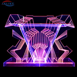 2024 AKLIKE Bar Furniture LED Dj Table Display NightClub Booth Dj Clear Acrylic Dj Table Led