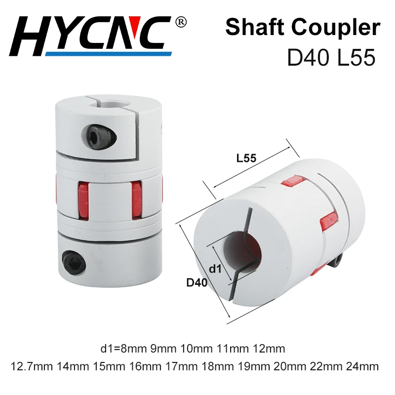 CNCステップサーボモーター用コネクタ,フレキシブルアルミニウムクリップコネクタ,d40 l55,8mm, 10mm, 12mm, 14mm, 16mm, 18mm, 20mm, 22mm
