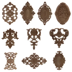 Wood Figurines Onlay Wood Applique Wood Decal Decor Antique European Long Large Floral Wooden Furniture Cabinet Walls European
