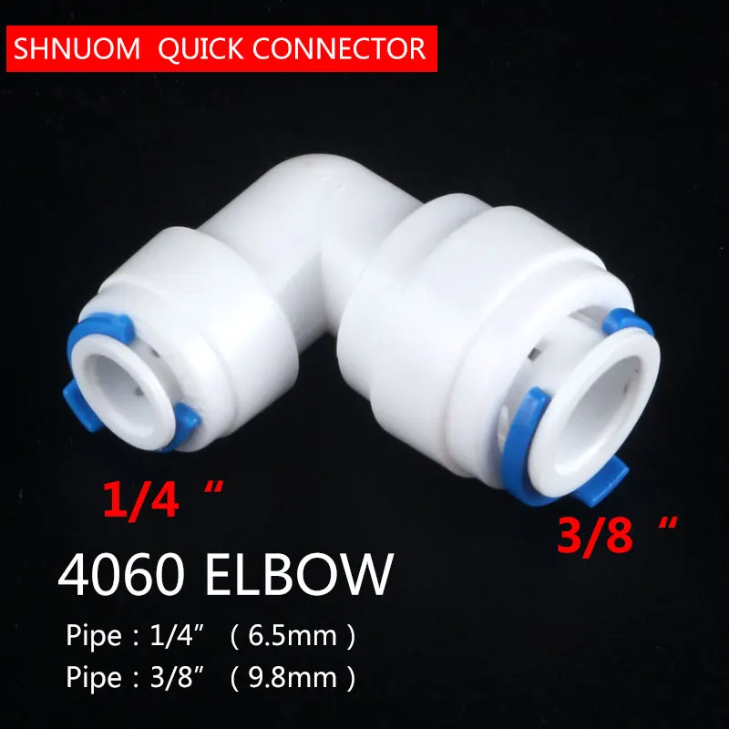 1/4 "Ống-3/8" OD Ống PE Ống Vòi Khuỷu Tay 6040 Đường Kính Trong 6.5MM-9.5MM Đầu Nối Nhanh Bể Cá Lọc Nước RO