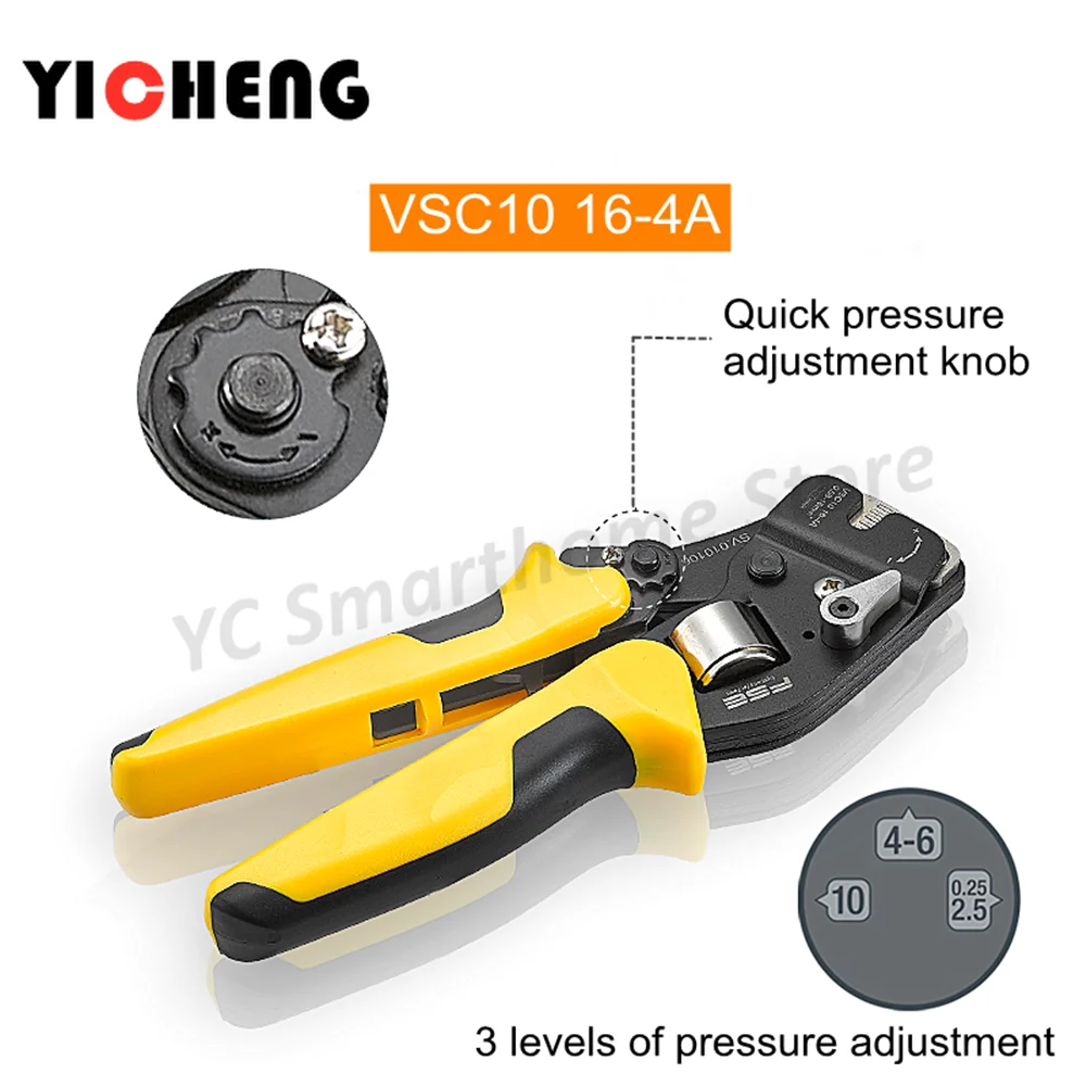 VSC10 16-4A Multifunctional ratchet terminal pliers, adaptive quadrilateral tubular crimping pliers, automatic mold adjustment