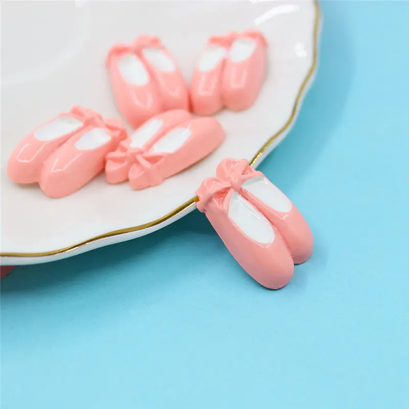 Julie Wang 10PCS Resin Ballet Shoes Charms Pink Artificial Dancing Shoes Pendant Jewelry Making Accessory Decor