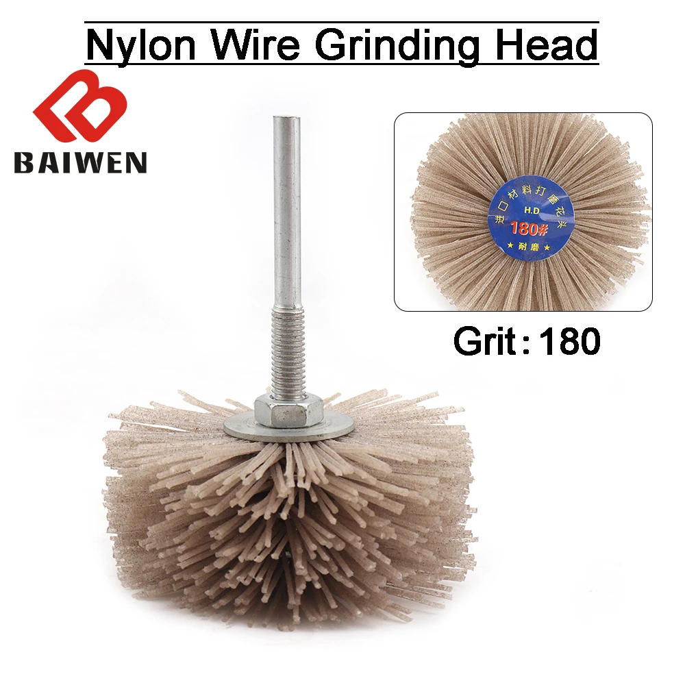 

1Pcs 80mm Drill Abrasive Wire Nylon Polishing Brush Grinding Rotation Tools For Wood Furniture Mahogany Finishing 80~600 Grit