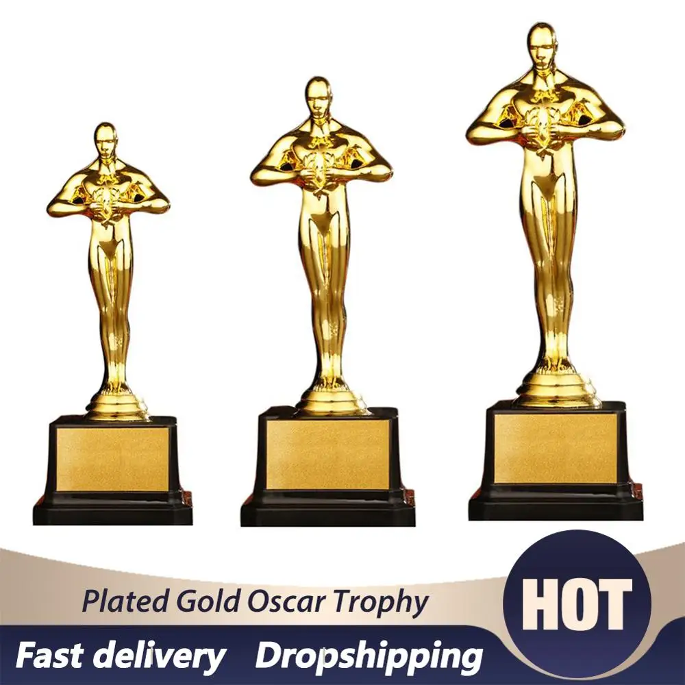 Personalized Oscar Trophy Gold Plated Small Gold Statue Team Sports Competition Crafts Souvenir Party Celebration Gift 24cm