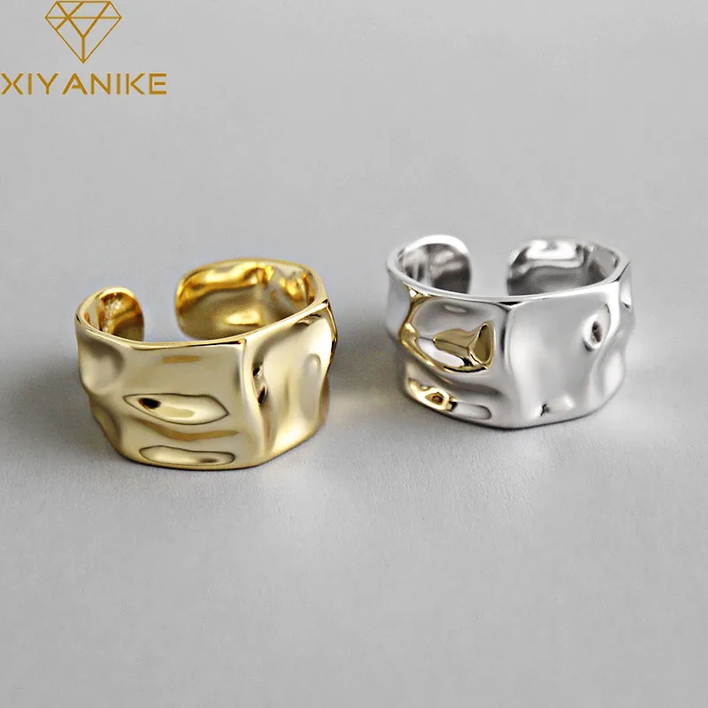 XIYANIKE Silver Color  Engagement Rings for Women Couple Trendy Irregular Geometric Handmade Jewelry Valentine's day Gifts