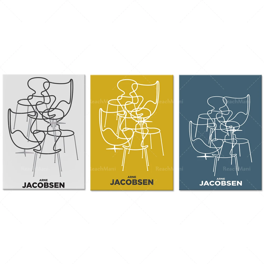 Mid Century Modern Line Art Print, Arne Jacobsen Chair Print, Bauhaus poster, retro home unique