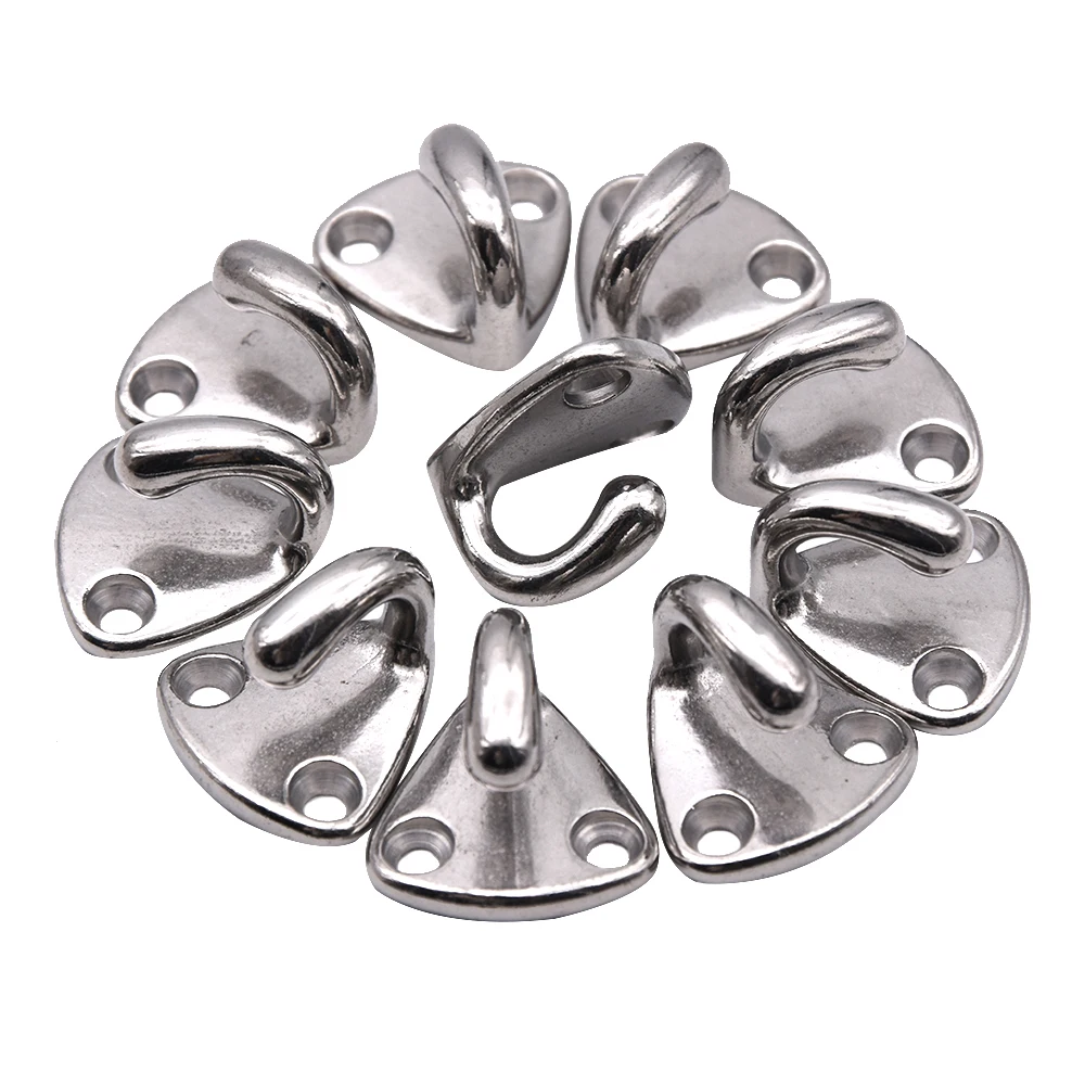 27mmx27mm 316 Stainless Steel Mini Boat Ship Fender Hook Carabiner Pad Eye Hooks for Coat Marine Sailing Marine Hardware 10Pcs