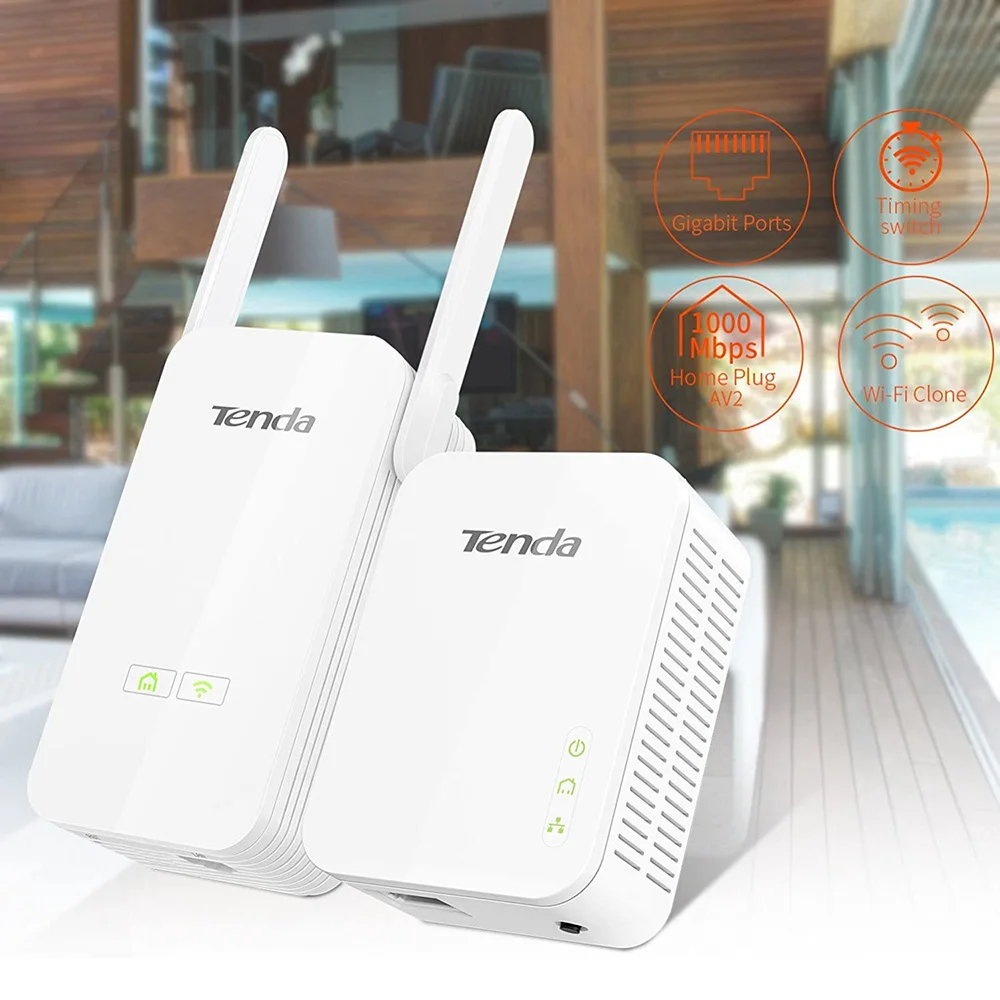 Imagem -02 - Tenda-adaptador de Rede Power Line Extensor Powerline Wi-fi Plug And Play Chin-firmware Ph5 Av1000 Ethernet Adaptador Plc 1000mbps