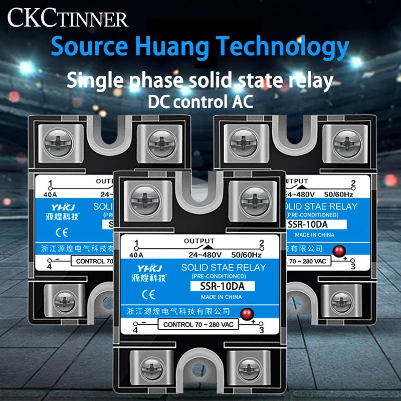 SSR-10DD / 25DD / 40DD Single Phase DC controlled DC SSR single phase solid state relay with plastic dust cover Heat Sink 220V