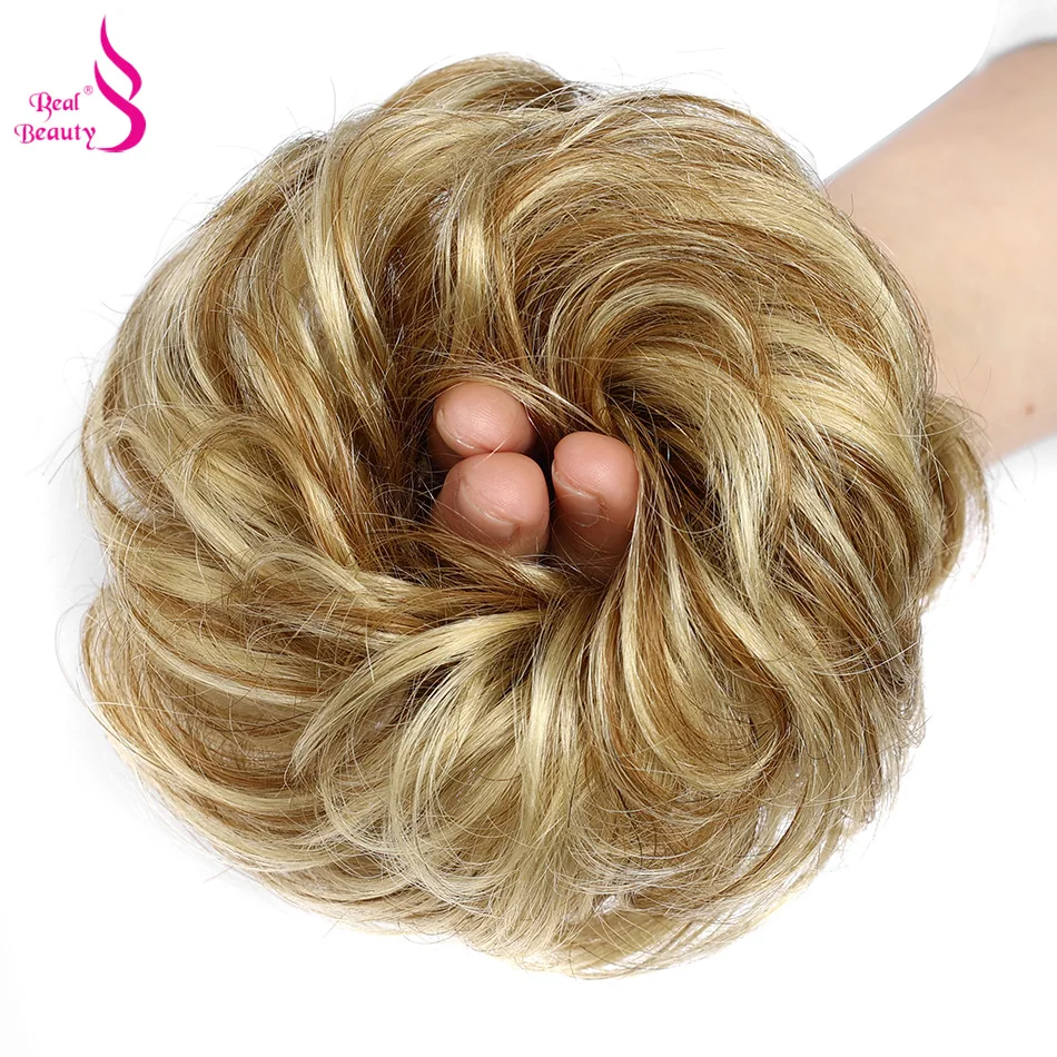 Real Beauty Fluffy Chignon With Band Brazilian Remy Human Hair Tousled Messy Bun Updo Chignon Hair Ponytail Hairpiece 20Gram