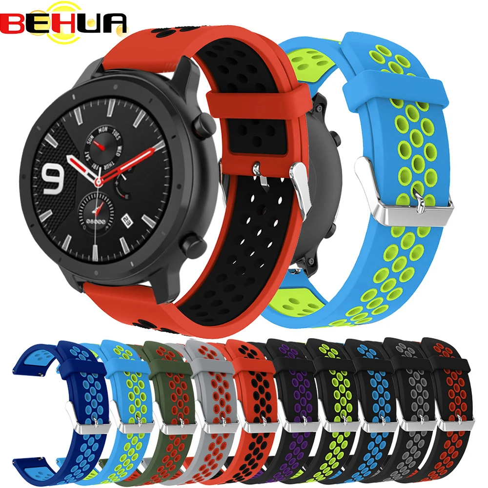 สายกีฬาระบายอากาศ22มม. สำหรับ Huawei amazfit 47มม. 2 2สายสำหรับ HUAWEI WATCH GT 2สายสำหรับเปลี่ยนสายนาฬิกา