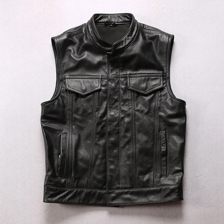 XL～3L Bikers 牛革 レザーベスト 革ベスト サイド編上げ ブラウン系