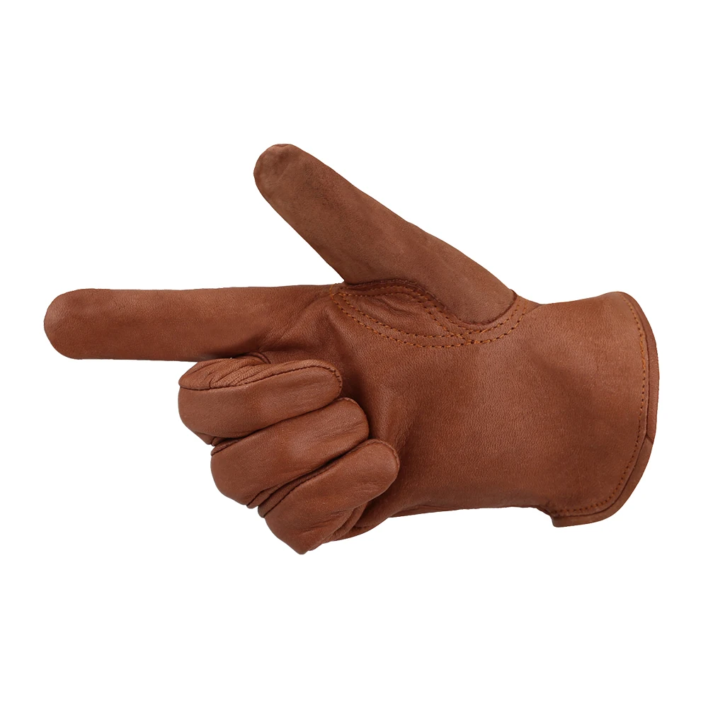 Brown Leather Work Gloves Motorcycle / Driving / Gardening / Cycling / Fruit Picking Safety  Gloves By Dian Shang