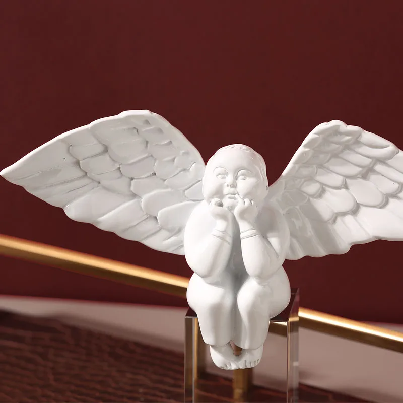 

Simple Modern Angel Boy Statue Resin Ornaments Home Livingroom Sculpture Decoration Table Hotel Office Desktop Figurines Crafts