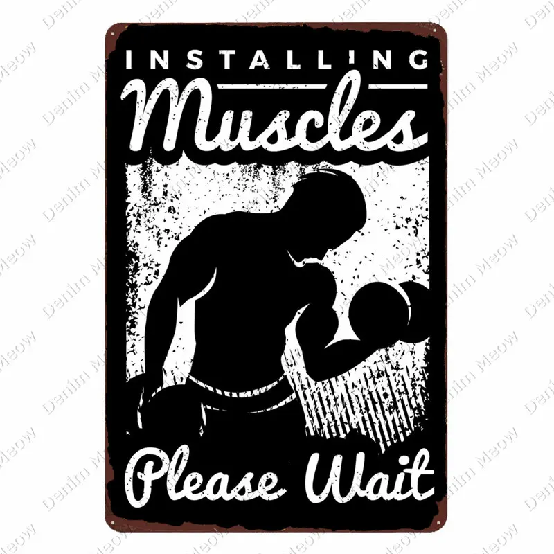 GYM Vintage Metal Tin Sign, Fighting Spirit Plaque, Wall Decor for Gym, Bar, Pub, Club, No Give Up Exercise, Retro Poster, N384