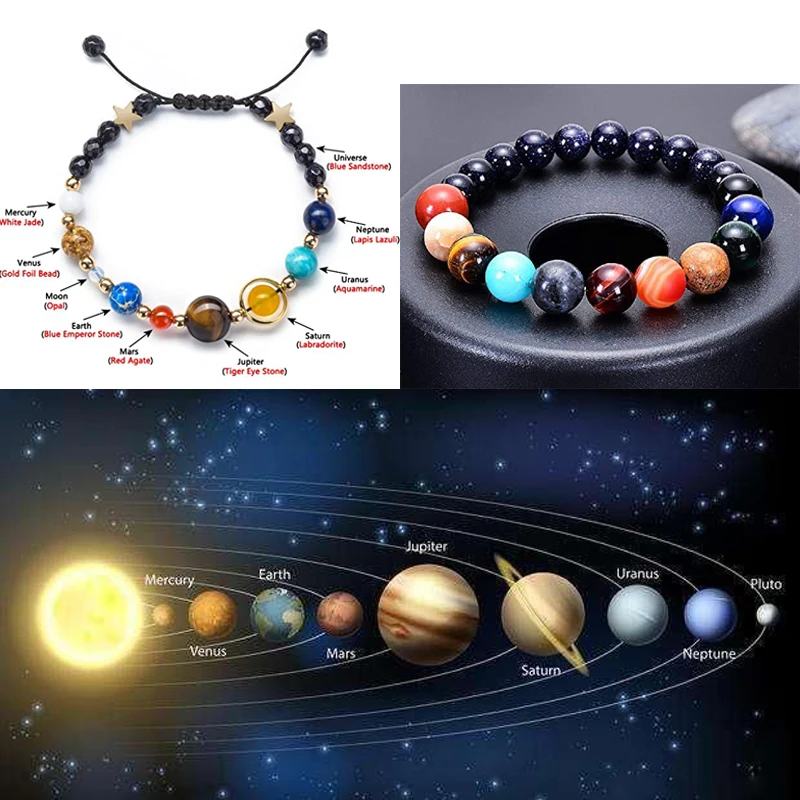 Eight Planets Natural Stone Beads Universe Yoga Chakra Galaxy Solar System Beads For Jewelry Making Diy Women Bracelet