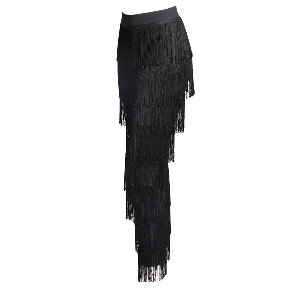 Missord White Pants Women Fashion High Waist Tassel Zip Long Pants Black Fringed Trousers