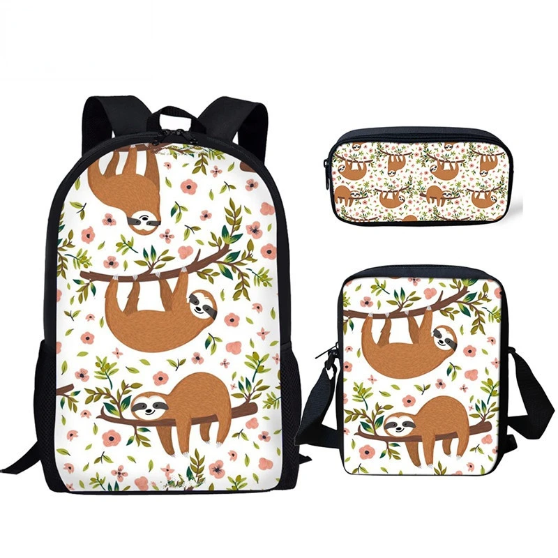 

Cute Sloth 3Pcs/Set Backpack Back To School Children Book Bag Kids Girls Knapsack Teenager Travel Mochila Escolar 2021