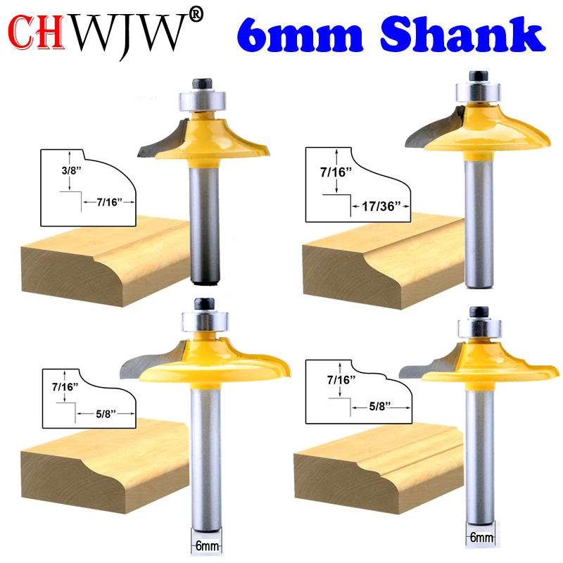 Imagem -02 - Chwjw 1pc mm Shank Gaveta Frente & Gabinete Porta Frente Roteador Bit Conjunto-carpintaria Cortador Bits de Madeira