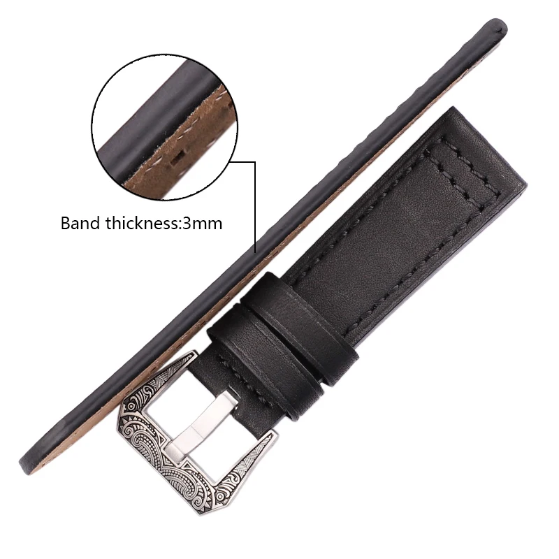 Genuine Leather Watchband 20mm 22mm 24mm Watch Band Black Brown Blue Gray Cowhide Watch Strap Accessories