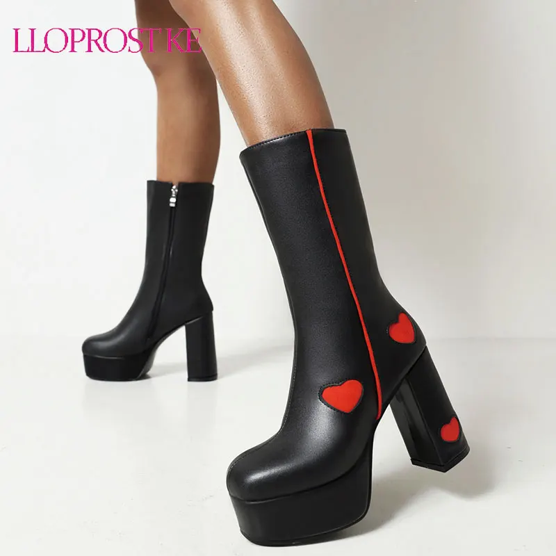 

Lloprost ke 2021 Women Ankle Boots Platform High Heel Ladies Short Boots Patent PU Leather Mixed Color Round Toe Women's Boots
