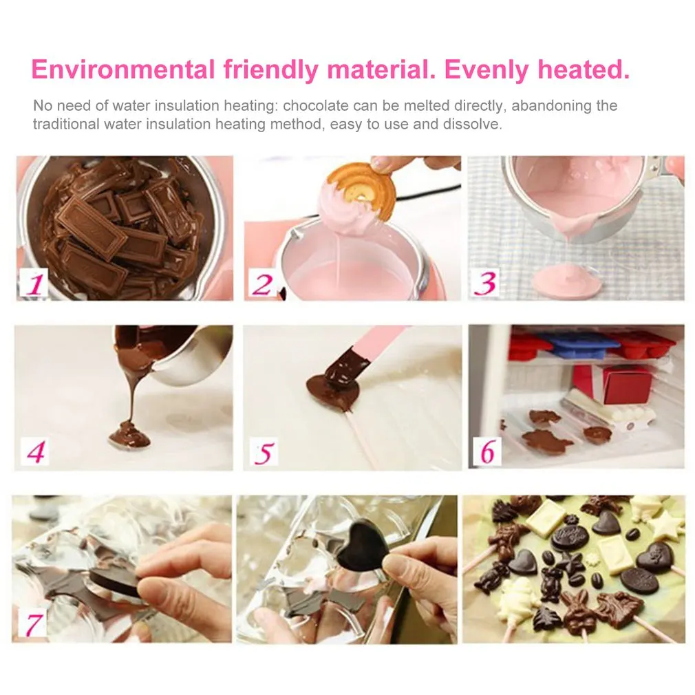 Chocolate Candy Melting Pot Kit Electric Heating Chocolate Fountain Fondue Melter Machine with Mould Kitchen Tool EU Plug 220V