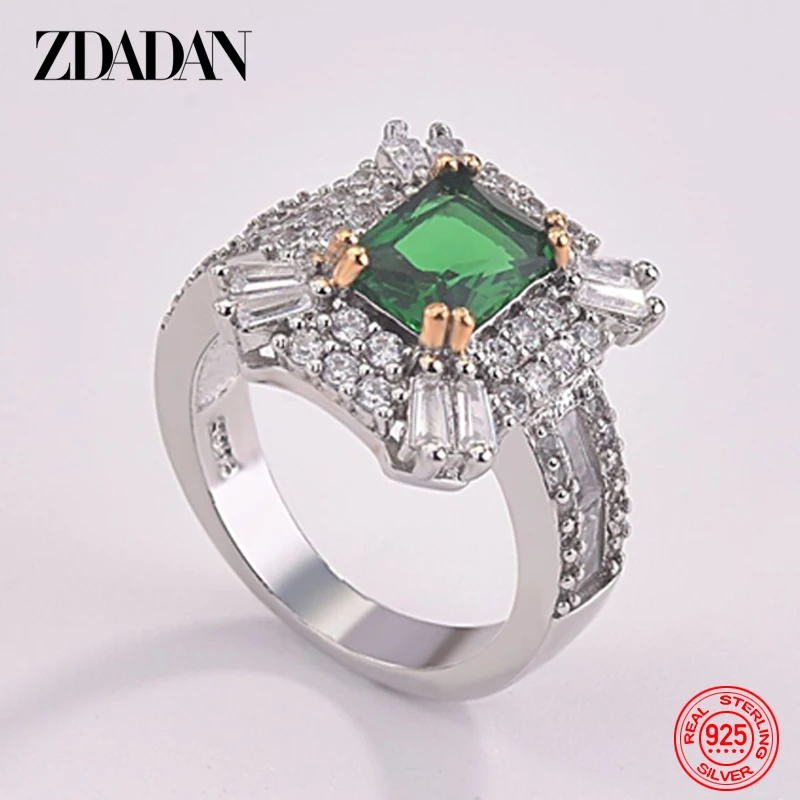 Women's 925 Sterling Silver Emerald Zircon Ring, Wedding Gift