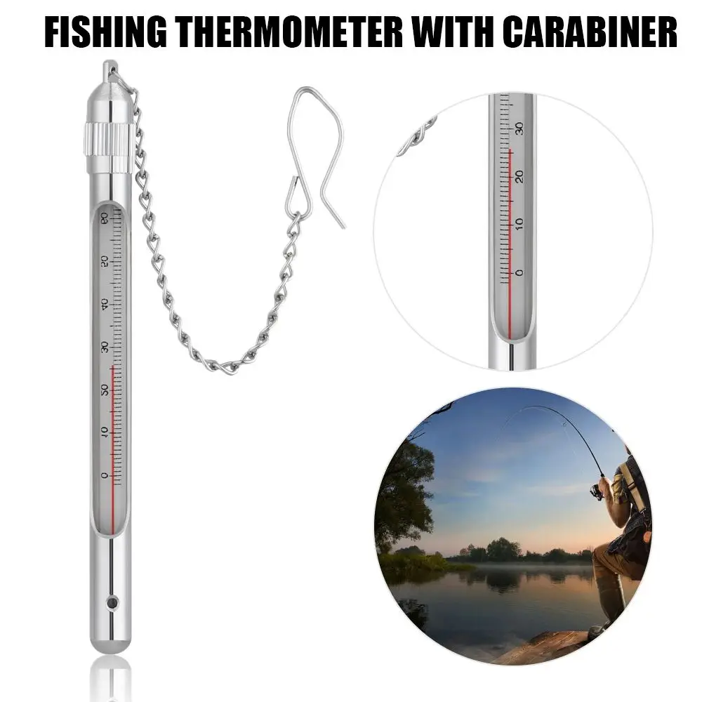 Fishing Thermometer with Carabiner Stream Water Temperature Measurement Fly Fishing Water Thermometer Accessories Tools