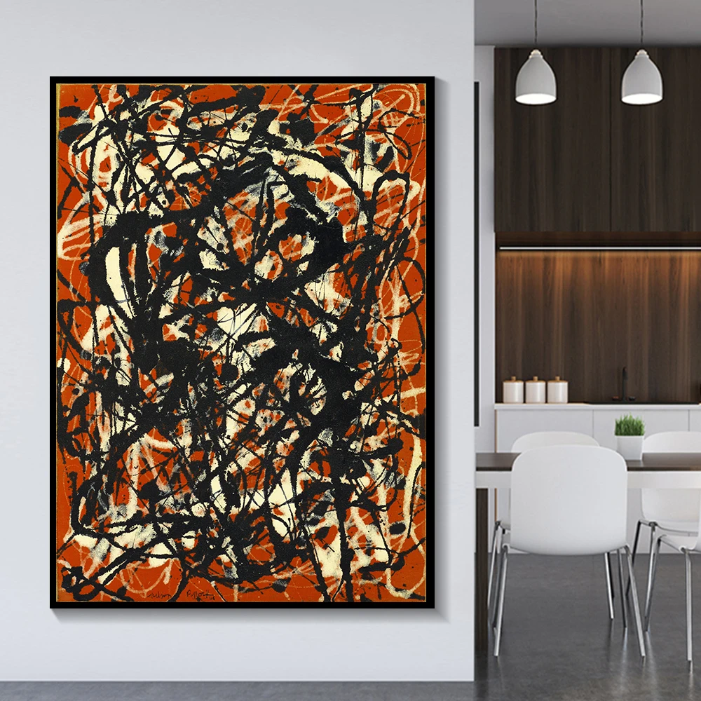 Citon Canvas oil painting Jackson Pollock《Free Form》Artwork Poster Picture Modern Wall Art decor Home Living room Decoration