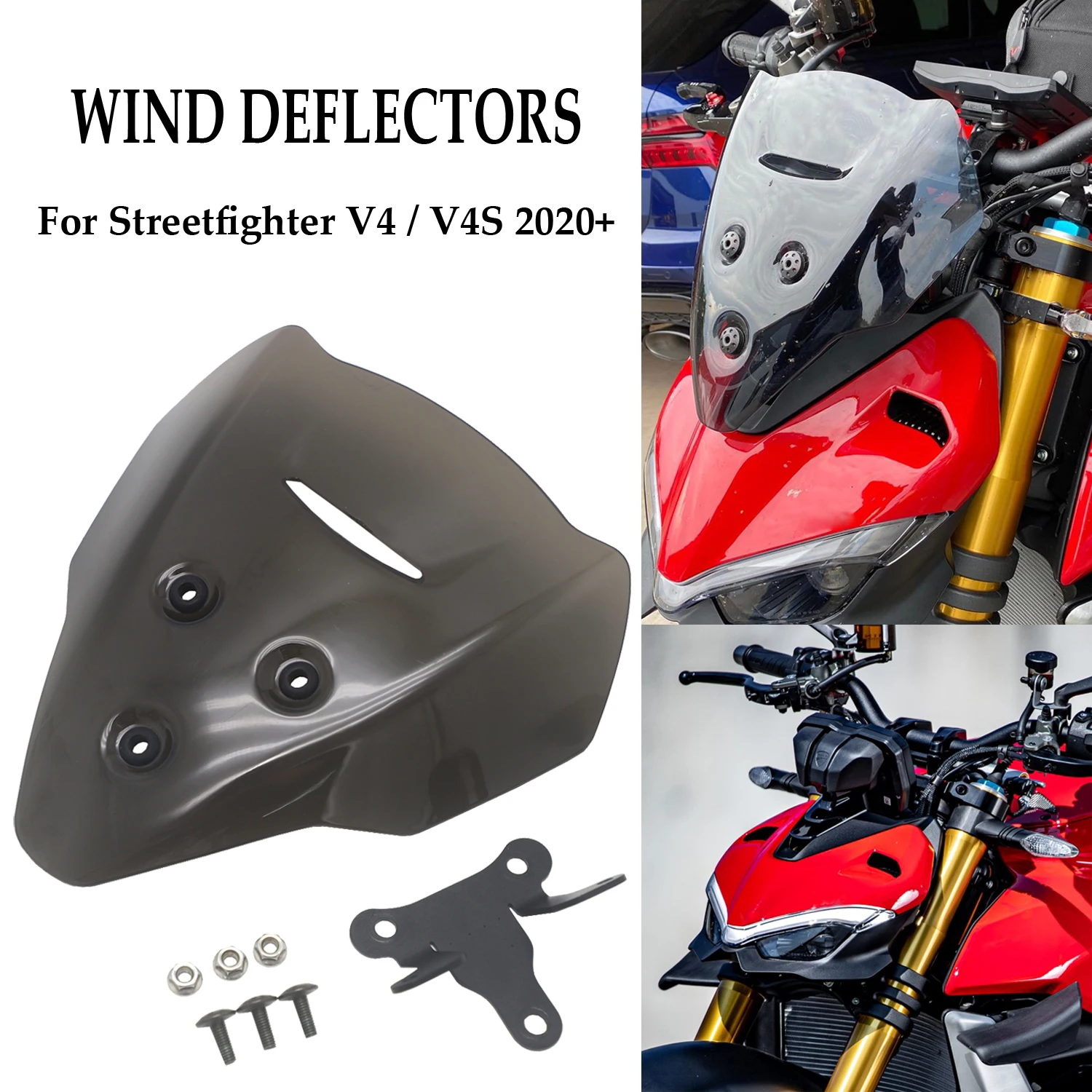 

NEW Motorcycle Windscreen Windshield Viser Baffle VIsor Wind Deflectors For DUCATI Streetfighter V4 V4S V4 S 2020 2021