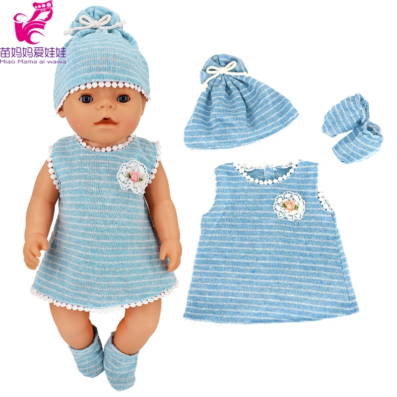 Doll clothes 43 cm baby doll pink skirt + hat + socks suitable for 17 inch reborn dolls clothes