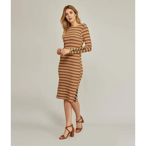 Candlestick Women Tan Striped Dress