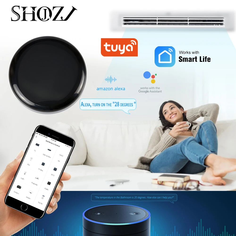 Tuya WiFi RF IR All-In-One Universal Remote Controller Appliances Smart Life Voice Remote Control Work With Alexa Google Yandex
