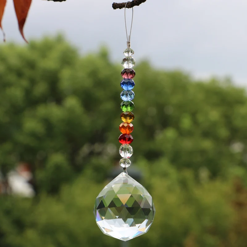 1PCS Chandelier Crystal Ball Prisms Pendant Rainbow Octogon Beads Chakra Suncatcher Wedding Decoration