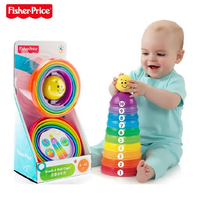 fisher-price-brilliant-basic-early-learning-stack-roll-baby-toys-for-children-layered-rainbow-cup-education-toy-for-kid-birthday