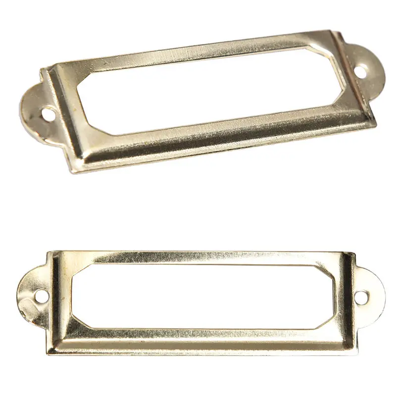 10 Pcs Antique Brass Metal Label Pull Frame Handle File Name Card Holder For Furniture Cabinet Drawer Box Case Bin