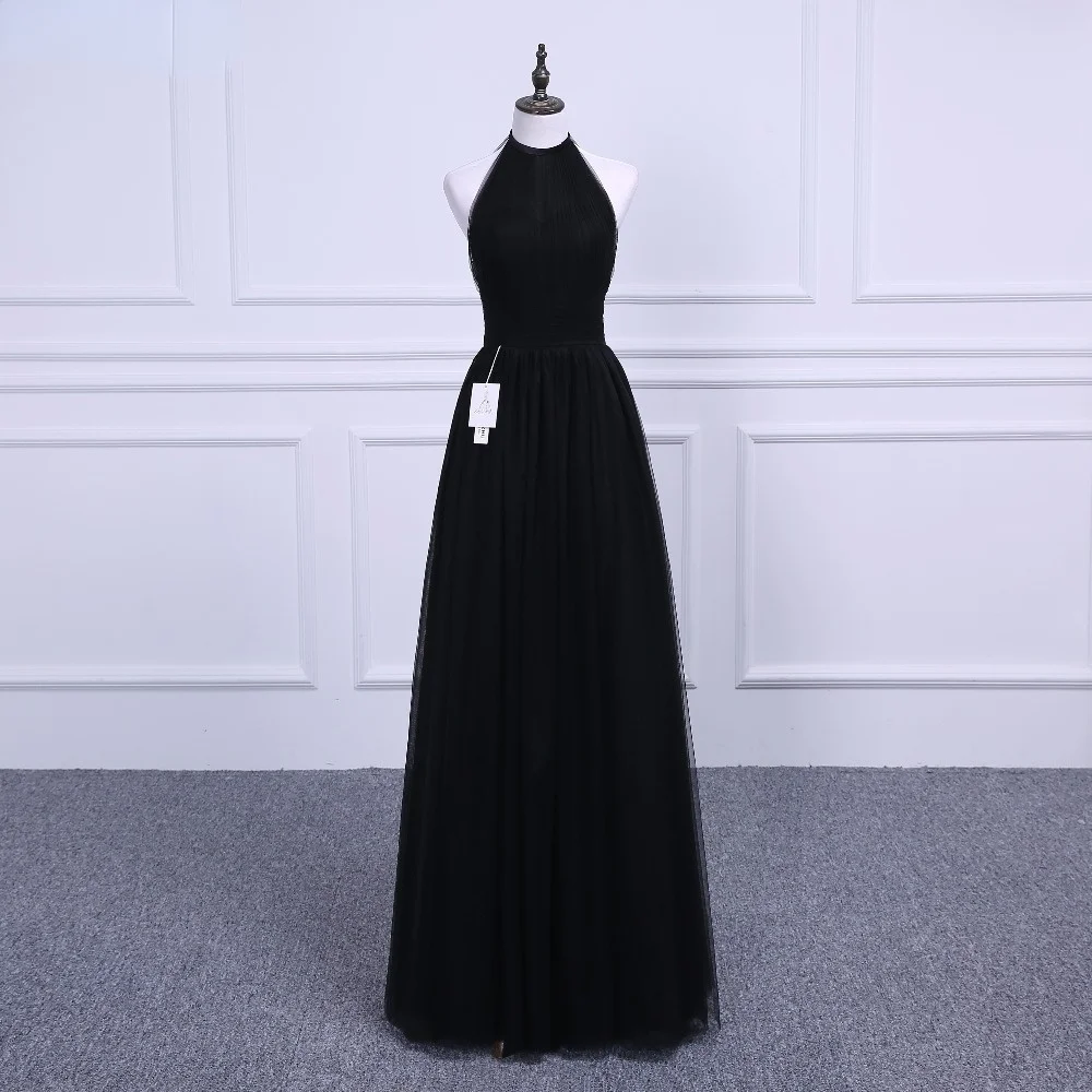 

Elegant A-line Floor Length Halter Sleeveless Tulle Evening Dress Ball Gown Simple Celebrity Gowns Evening Dress for Women