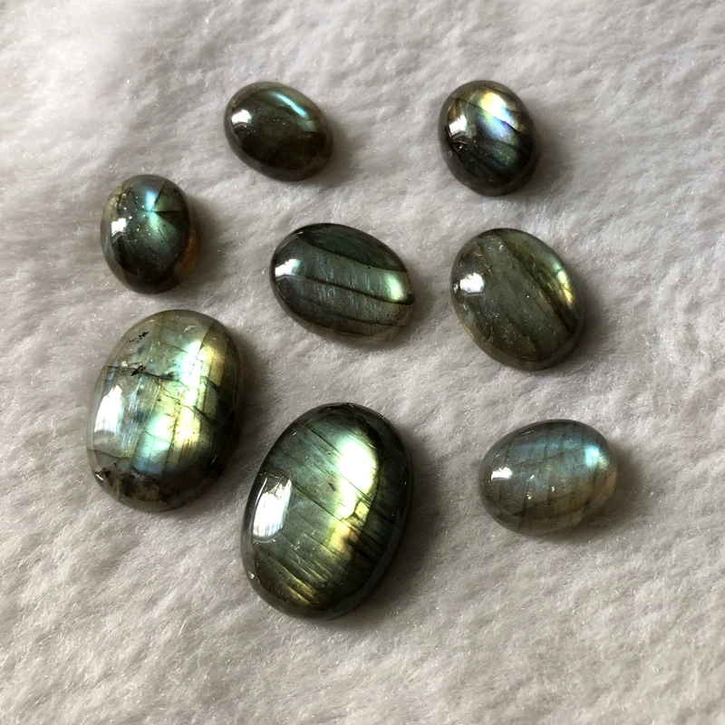 Wholesale 1 Rainbow Labradorite Gemstone Bead Cabochon 11x14mm 13x17mm 17x23mm Oval  Gem Stone Cabochon Ring Face