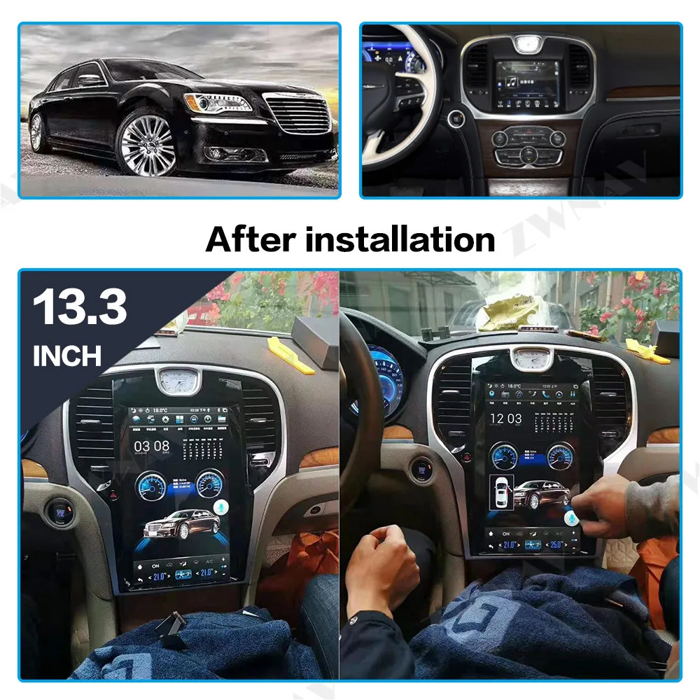 

Вертикальный экран Tesla Style 13,3 ''1 Din Android Автомобильная GPS-навигация для Chrysler 300C автомобиль 2013-2019