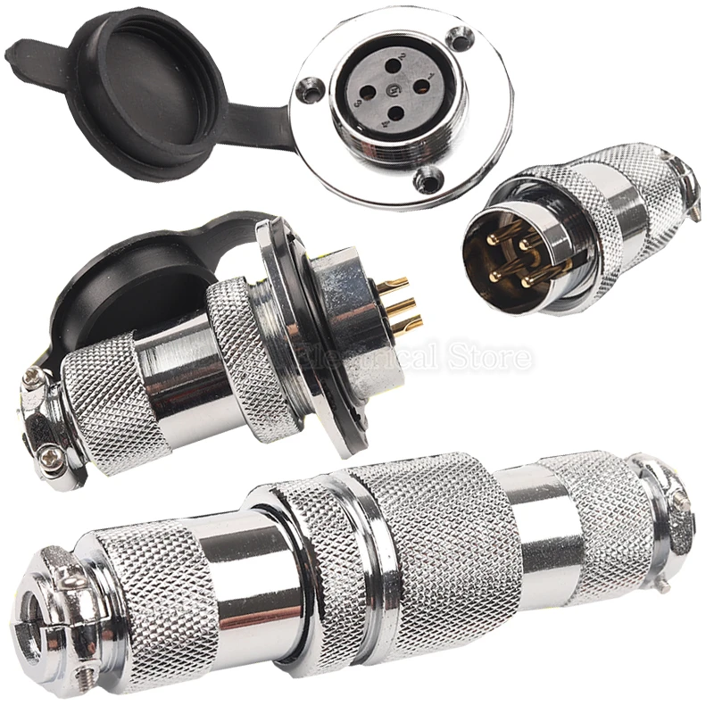 

1Set DF25 GX25 Aviation Connectors Circular Flange Female Plug & Male Socket M25 2/3/4/5/6/7/8/12 Pin Wire Connector With cover