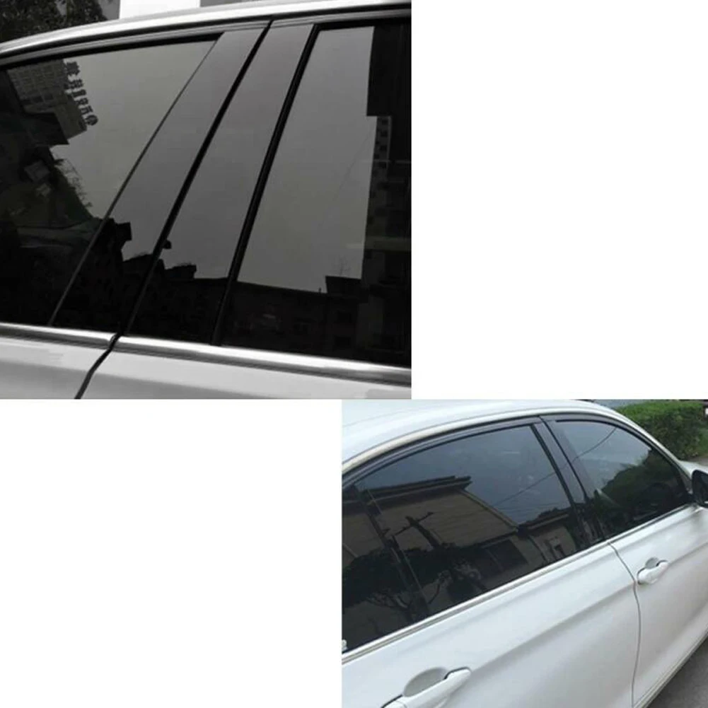 6 Pcs Center BC column stickers For Honda Civic 2006-11 Mirror effect Window Pillar Posts Cover Trim Car External Accessories