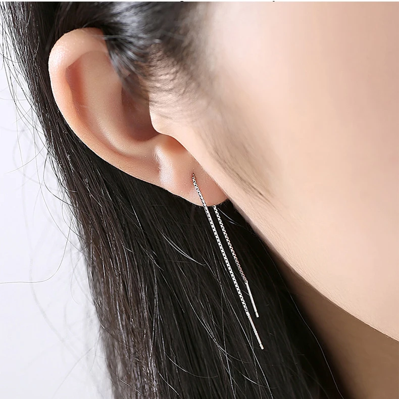 REETI 925 Sterling Silver Earrings For Women Long Silver Earrings Party Fashion Jewelry Lot of Length Ears Line