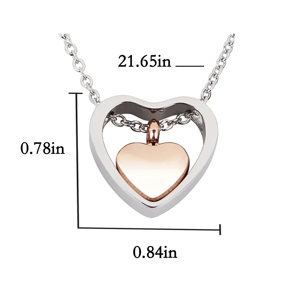 Double Heart Urn Necklace Cremation Jewelry Ashes Pendant Jewelry Funeral Ash Memorial Jewelry Stainless Steel Pendant Keepsake