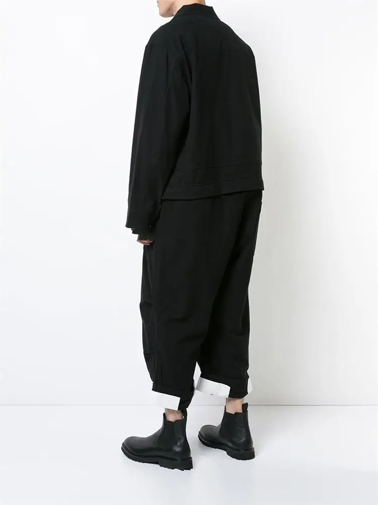 Men's new fashion men's hair stylist singer fashion trend street style hip-hop simple men's casual jumpsuit